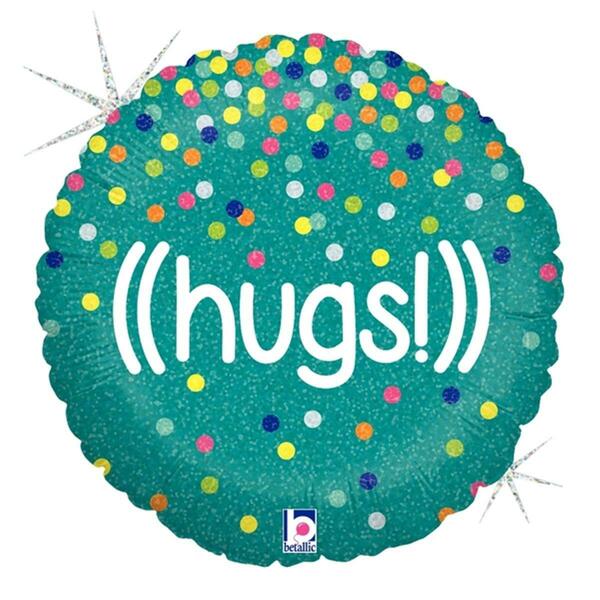 Betallic 18 in. Glittering Hugs Holo Flat Foil Balloon, 5PK 86661